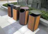 戶外鋼木單筒垃圾桶城市公共空間的實用美學實踐