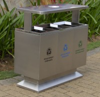 出口戶外三分類不銹鋼垃圾箱