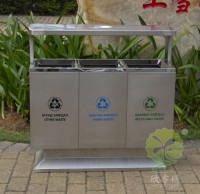 出口戶(hù)外方形不銹鋼分類(lèi)垃圾箱