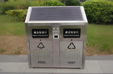 光伏鏤空不銹鋼垃圾桶點亮城市綠色未來的智慧坐標(biāo)