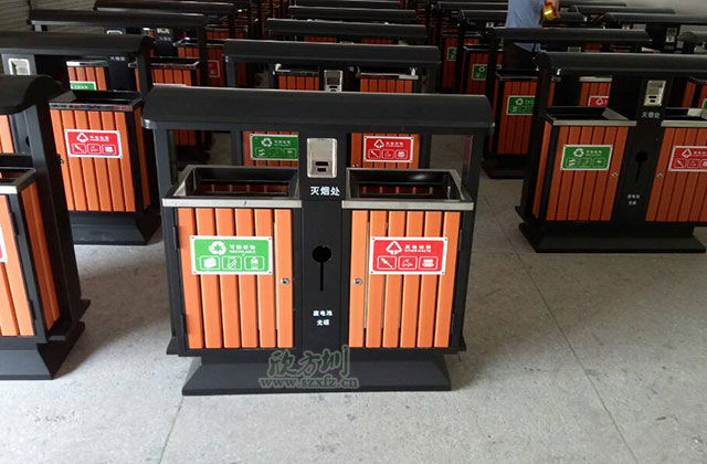街道鋼木垃圾桶 街道鋼木垃圾桶